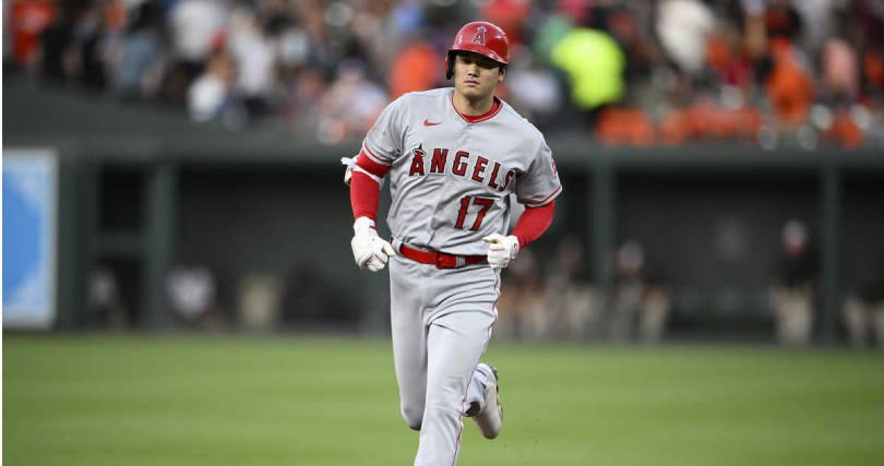 大谷翔平在4局下轟出3分彈，助球隊超前比分。（圖／達志／美聯社）