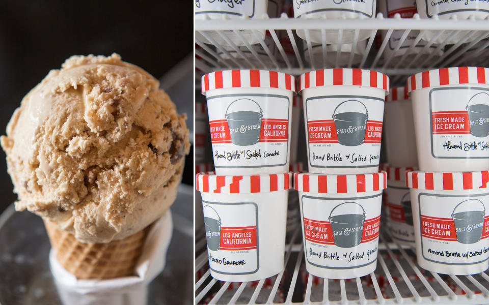 <p>In <strong>Salt & Straw</strong> founders Kim and Tyler Malek, Jon and Vinny see a bit of their own journey as out-of-town transplants making their way in Los Angeles. The Maleks built a reputation for celebrating Oregonian ingredients at their Portland operation, and they brought the same sourcing values to California when they expanded there in 2014. Lavender grown in Paso Robles, strawberries cultivated in Oxnard or tangy goat cheese made in Arcata find their way into flavors scooped at the three Salt & Straw outposts in LA.</p> <p><em>Salt & Straw: Multiple locations; <a rel="nofollow noopener" href="http://saltandstraw.com" target="_blank" data-ylk="slk:saltandstraw.com;elm:context_link;itc:0;sec:content-canvas" class="link ">saltandstraw.com</a></em></p>