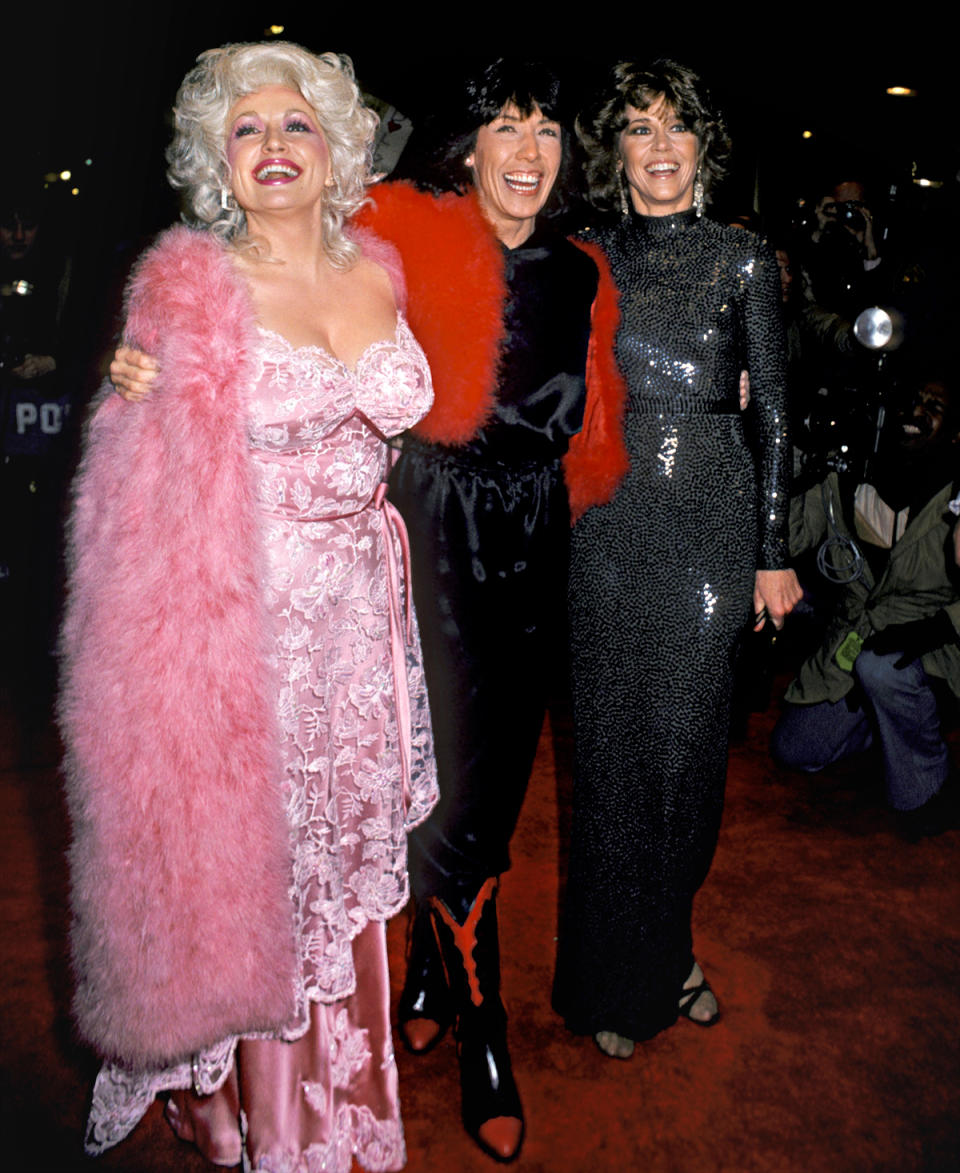 <p>In 1980, Parton (with costars Lily Tomlin and Jane Fonda) had <em>9 to 5</em> costume designer Ann Roth make her pink embroidered dress for the movie premiere: "I needed to be fancy, and I didn’t know how to do that."</p>