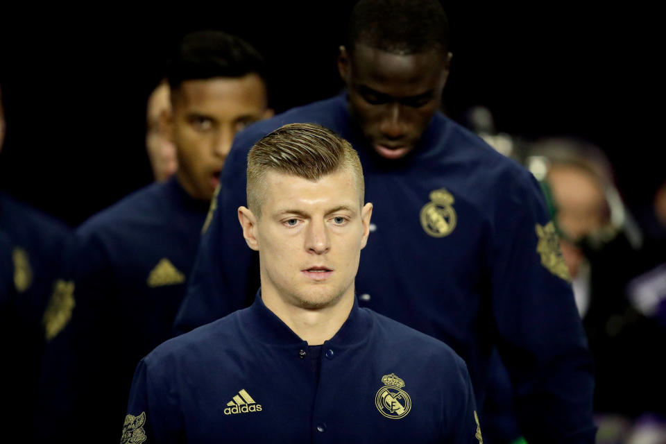 VALLADOLID, SPAIN - JANUARY 26: Toni Kroos of Real Madrid  during the La Liga Santander  match between Real Valladolid v Real Madrid at the Stadium Jose Zorrilla on January 26, 2020 in Valladolid Spain (Photo by David S. Bustamante/Soccrates/Getty Images)