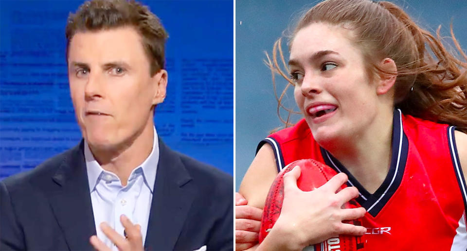 On the right is former VFLW player Eloise Gardner and Essendon AFL great Matthew Lloyd on the left.