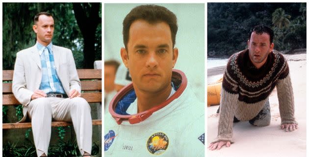 Tom Hanks in 1994’s “Forrest Gump,” 1995’s “Apollo 13” and 2000’s “Cast Away.” He won an Oscar for 