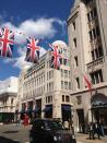 Iconic British scenery - Union flags adorn every street