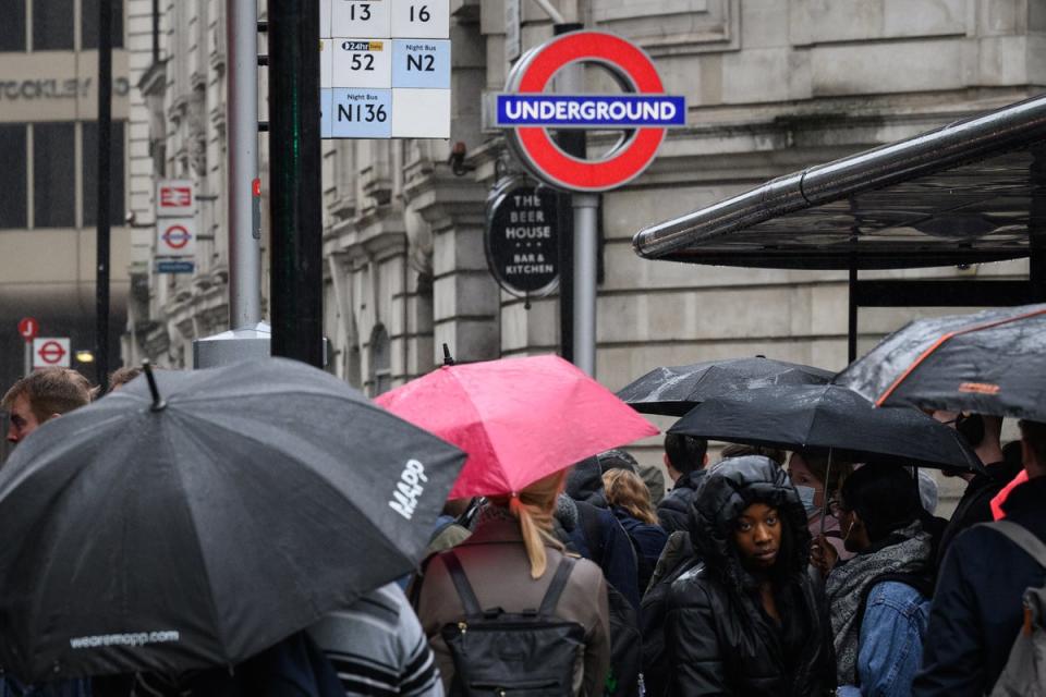 Commuters queue to board packed buses at Victoria Station as a tube strike impacts the Monday morning rush hour (Getty Images)