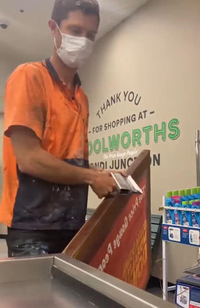 A man has filmed himself defacing Coles and Woolworths supermarket stores. Picture: Youtube