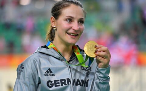 Winning gold in the Women's Sprint Finals at Rio 2016 - Credit: Tim de Waele/Corbis via Getty Images)