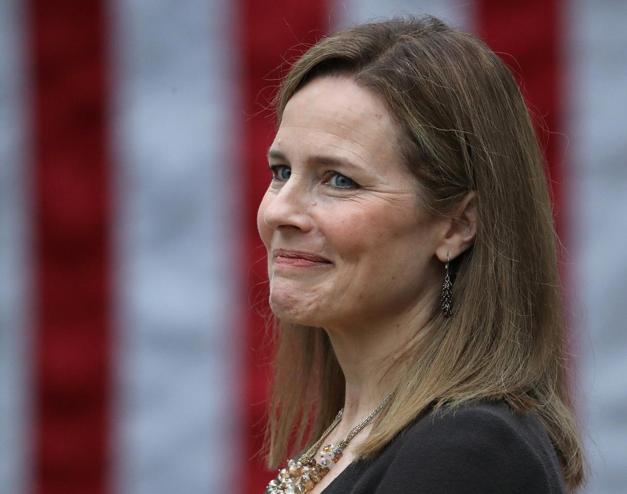 Donald Trump’s Supreme Court nominee Amy Coney Barrett has been accused of 'unconscionable cruelty’ for her part in overturning an award of millions of dollars in prison rape case (Photo by Chip Somodevilla/Getty Images)