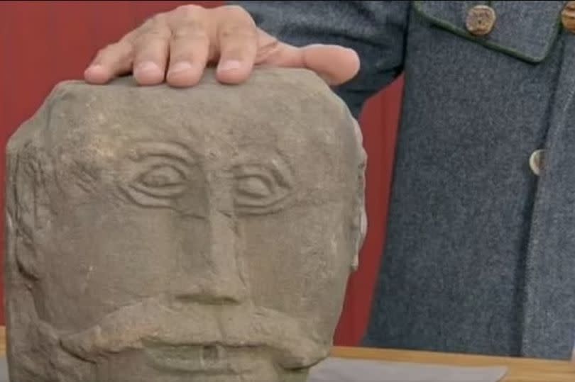 The guest discovered the stone head accidentally