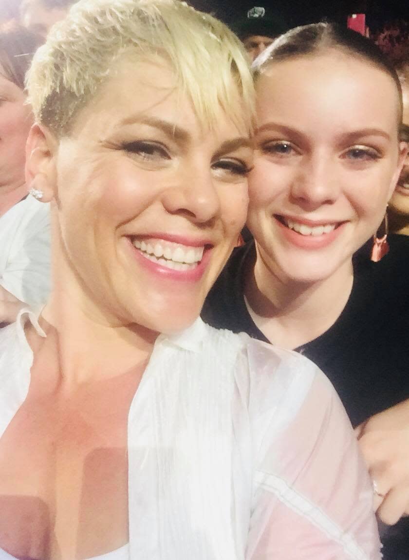 Leah then got Pink’s signature and a selfie with the superstar. Photo: Supplied/Katrina Donkin