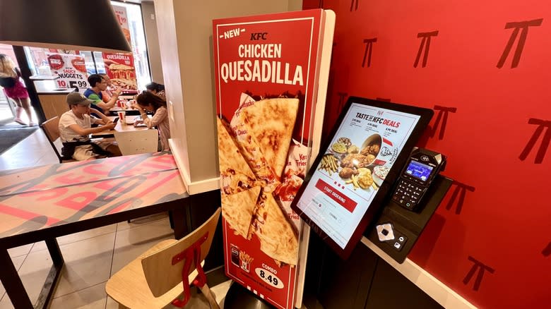 KFC's Chicken Quesadilla and kiosk