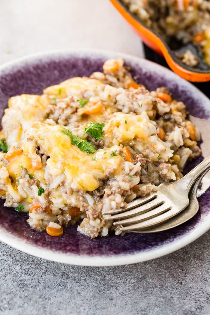 Instant Pot Cheesy Beef and Rice Casserole