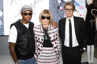 <p>Pharrell Williams, Anna Wintour and Andrew Bolton get together at The Met Costume Institute Press Presentation as part of Paris Fashion Week on Sept. 30. </p>
