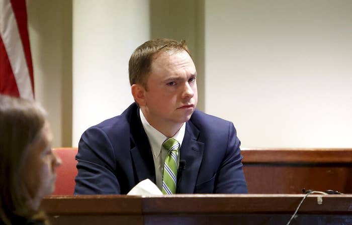 Aaron Dean takes the stand during his trial for the murder of Atatiana Jefferson in Fort Worth, Texas, on Dec. 12, 2022.