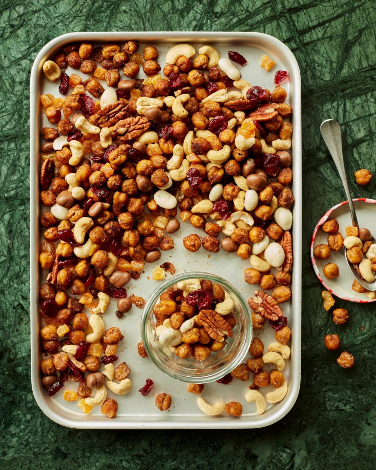 <span>Benjamina Ebuehi’s roast chickpea trail mix.</span><span>Photograph: Laura Edwards/The Guardian. Food stylist: Benjamina Ebuehi. Prop styling: Anna Wilkins. Food styling assistant: Áine Pretty-McGrath.</span>