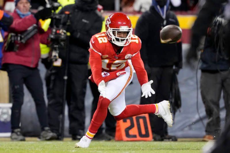 Wide receiver Mecole Hardman Jr. caught the game-winning touchdown for the Kansas City Chiefs in their 25-22 win over the San Francisco 49ers in Super Bowl LVIII on Feb. 11 in Las Vegas. File Photo by Jon Robichaud/UPI