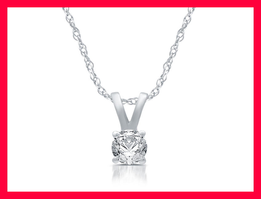 Brilliance Fine Jewelry 14Kt White Gold One-Fourth Carat Diamond Solitaire Pendant Necklace. (Photo: Walmart)