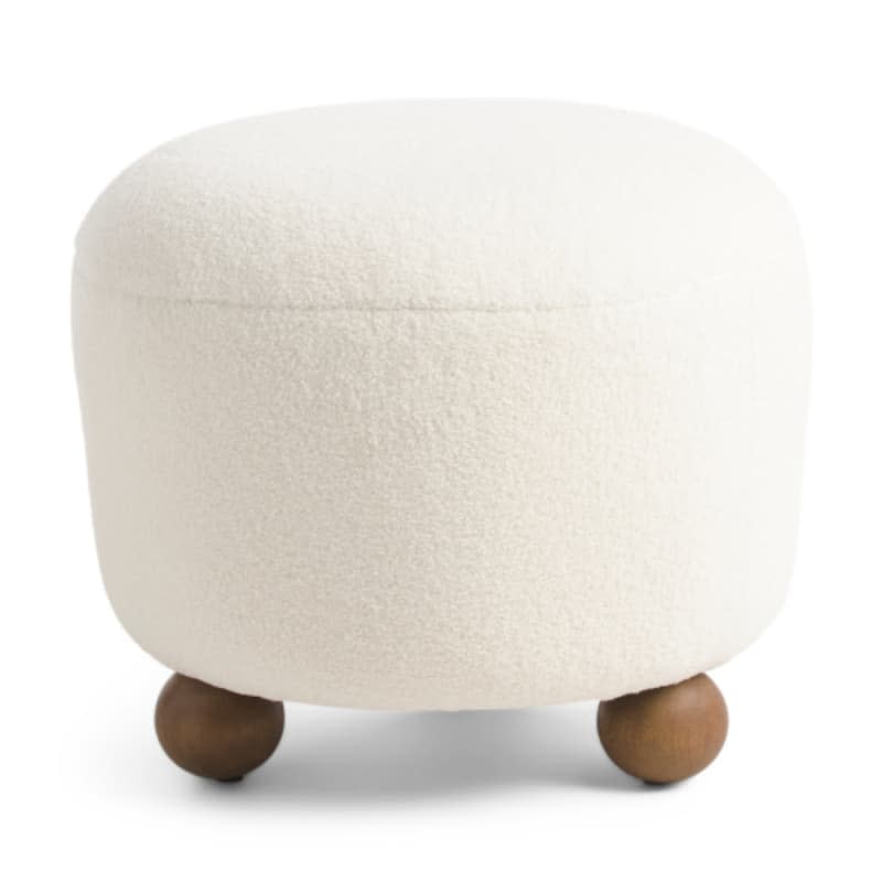 Sagebrook Home Round Ottoman With Ball Feet