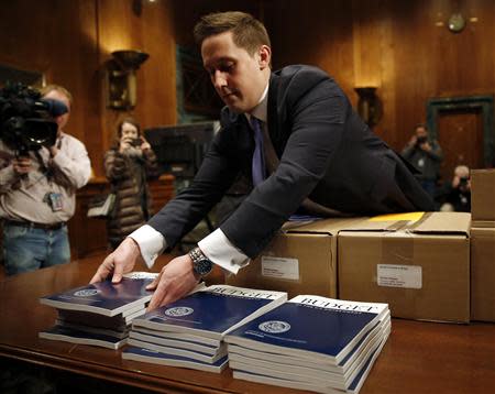 The Senate Budget Committee receives U.S. President Barack Obama's fiscal year 2015 budget proposal on Capitol Hill in Washington March 4, 2014. REUTERS/Gary Cameron