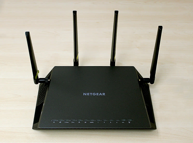 The Netgear Nighthawk R7000's trapezoidal design makes it looks futuristic, which is fitting for a router of its class.