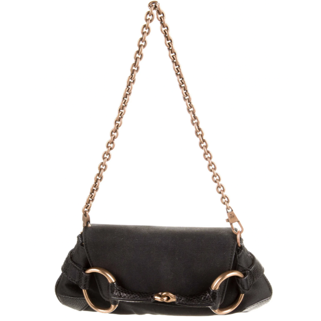 FWRD Renew Gucci Collection By Tom Ford Horsebit Clutch in Black