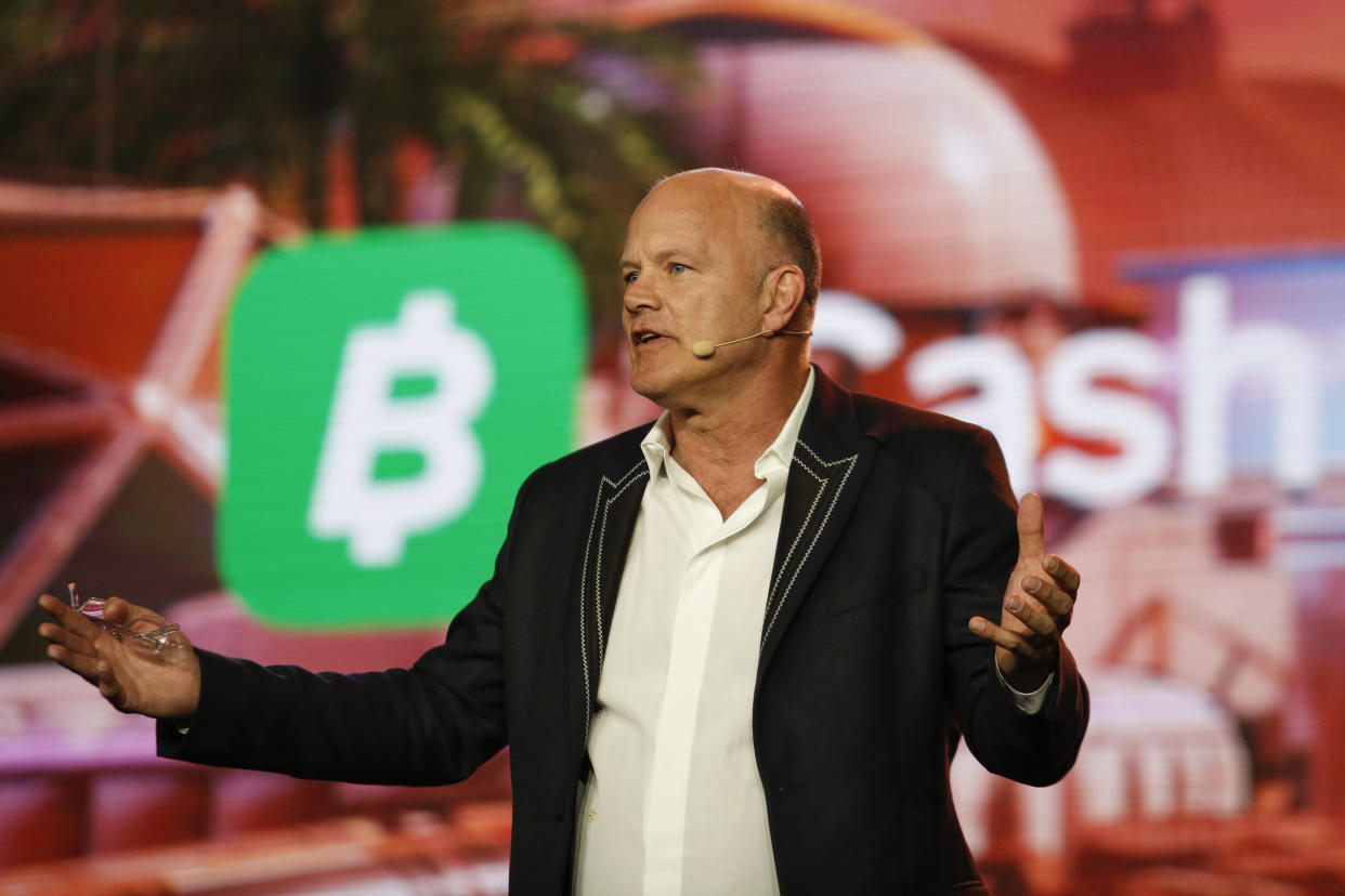 MIAMI, FLORIDA - APRIL 8: Mike Novogratz, CEO of Galaxy Investment Partners, gestures as he speaks during the Bitcoin 2022 Conference at Miami Beach Convention Center on April 8, 2022 in Miami, Florida. The worlds largest bitcoin conference runs from April 6-9, expecting over 30,000 people in attendance and over 7 million live stream viewers worldwide.(Photo by Marco Bello/Getty Images)