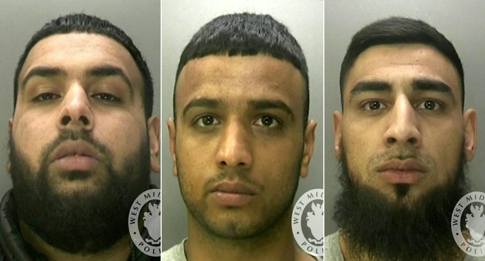 <em>Machete horror – Hussan Yousaf, Zain Islam, and Amir Hussain (L-R) were jailed for a total of 43 years for the brutal attack (Pictures: SWNS)</em>