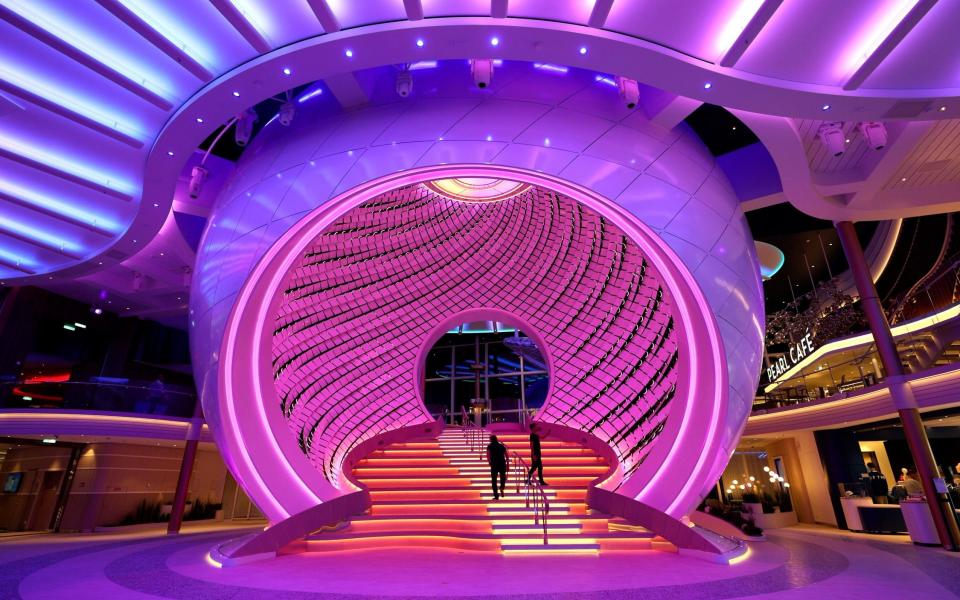 The Pearl is a multi-sensory, immersive structure featuring 3,000 kinetic panels and integrated lighting