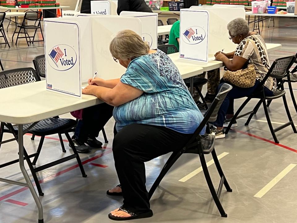 Voters cast ballots at Brandon Baptist Church on Tuesday.