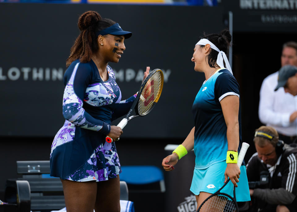 Serena Williams and Ons Jabeur, pictured here in action at the Eastbourne International.