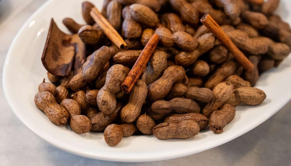 PHOTO: A bowl of tea-infused boiled peanuts. (Julie Florio)