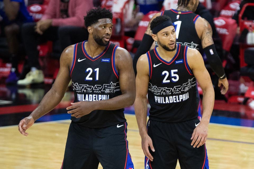 The 76ers are negotiating with Ben Simmons (25) and his camp to return to the team as they work on a trade, even though there may be some friction with teammates like Joel Embiid (21).