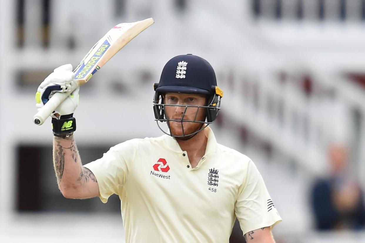 Ben Stokes celebrates after scoring a half century on the second day of the third international Test match between England and West Indies at Lords cricket ground in London on September 8, 2017: AFP/Getty Images