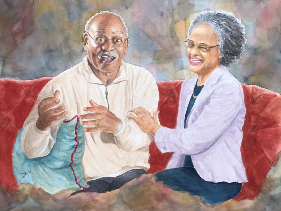 "George and Viola Taliaferro" by Joanna Samorow-Merzer is one of the paintings in the "We Paint ... Historic Bloomington" exhibit.