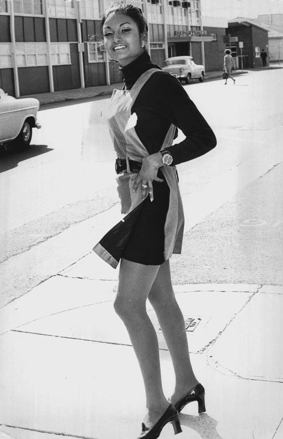 Shakira Baksh 20, "Miss Guiana" Pictured on her arrival in Sydney by air today. September 24, 1968