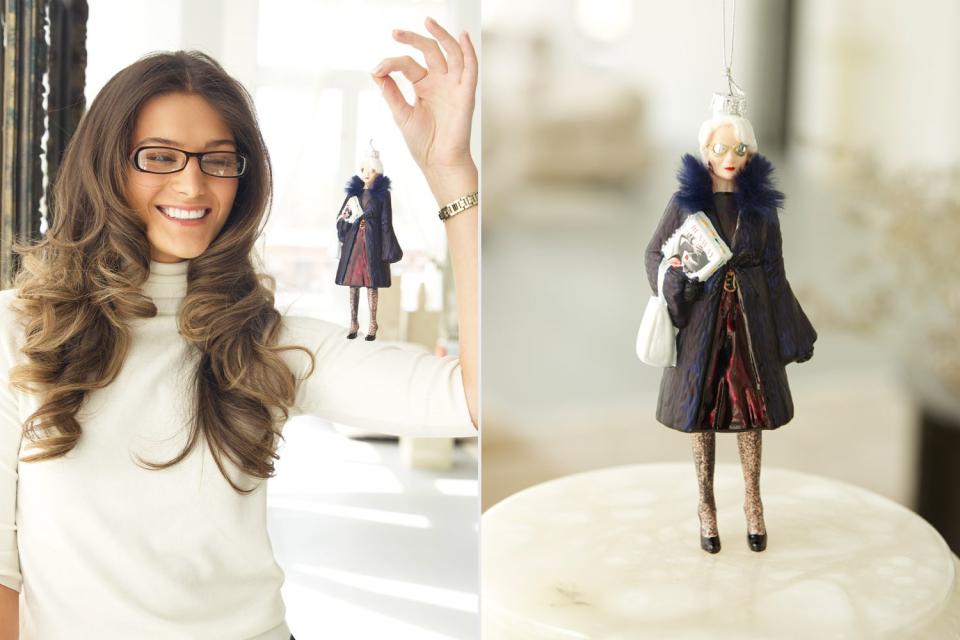 <p>Subtle Haus Photographer: Gabby Galloway</p> Emilia Ciezadlo with a Miranda Priestly statuette.