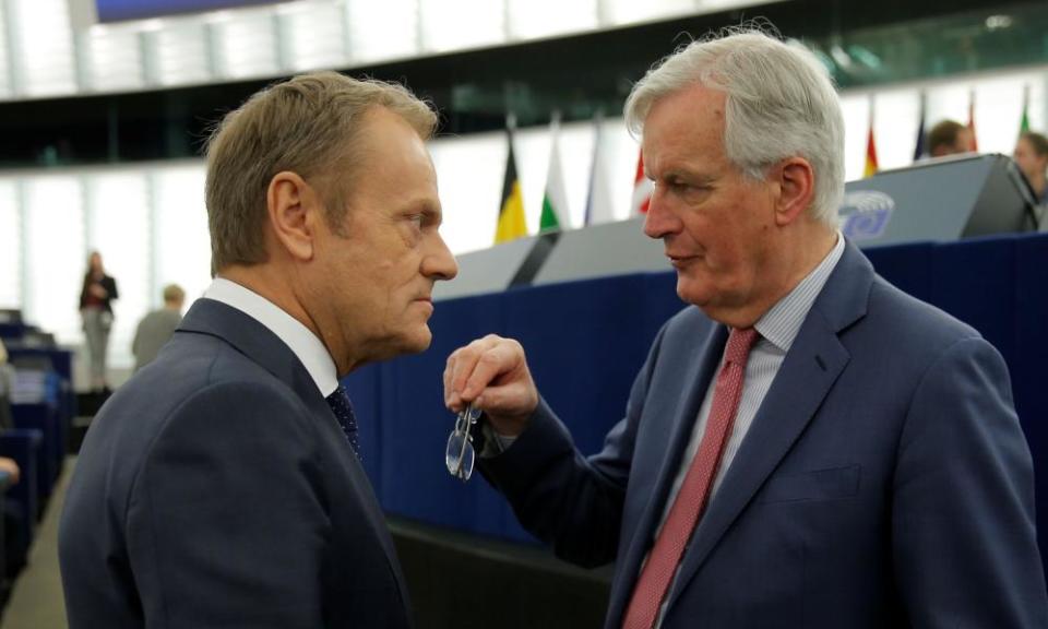 The EU’s chief Brexit negotiator, Michel Barnier, and the European council president Donald Tusk.