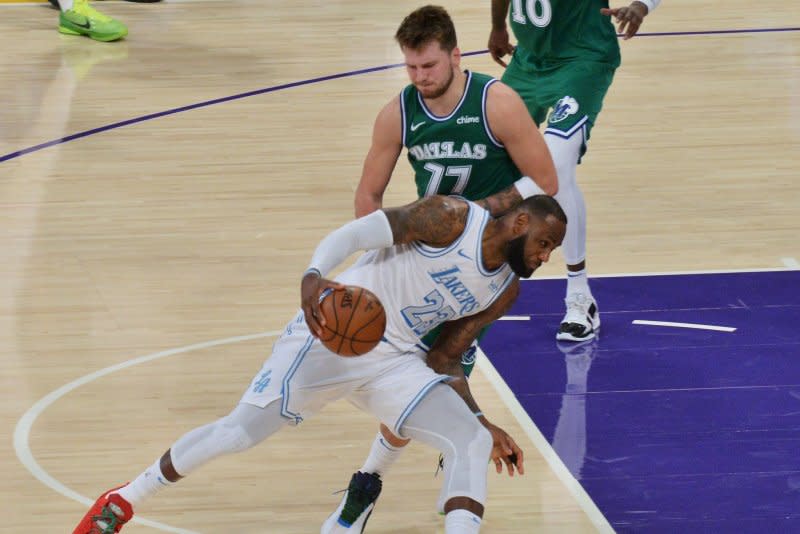 Forward LeBron James totaled 25 points, eight rebounds and seven assists for the Los Angeles Lakers on Sunday in Los Angeles. File Photo by Jim Ruymen/UPI