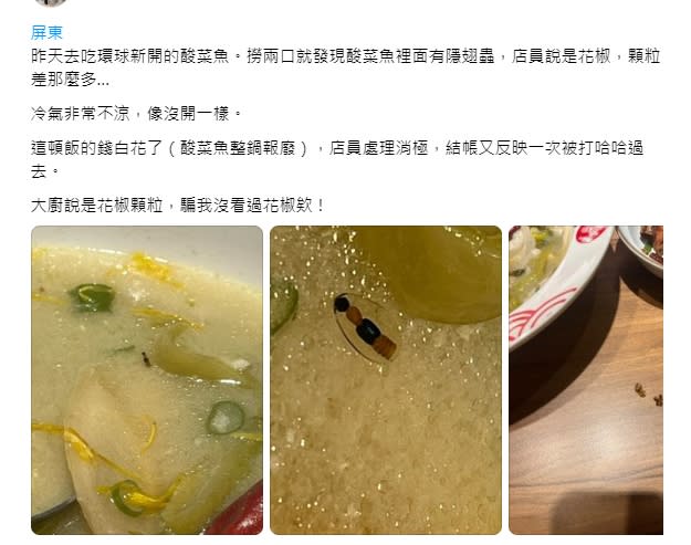 要確定餒？酸菜魚「湯裡驚現隱翅蟲」超噁…店員硬辯「那是花椒」業者急道歉