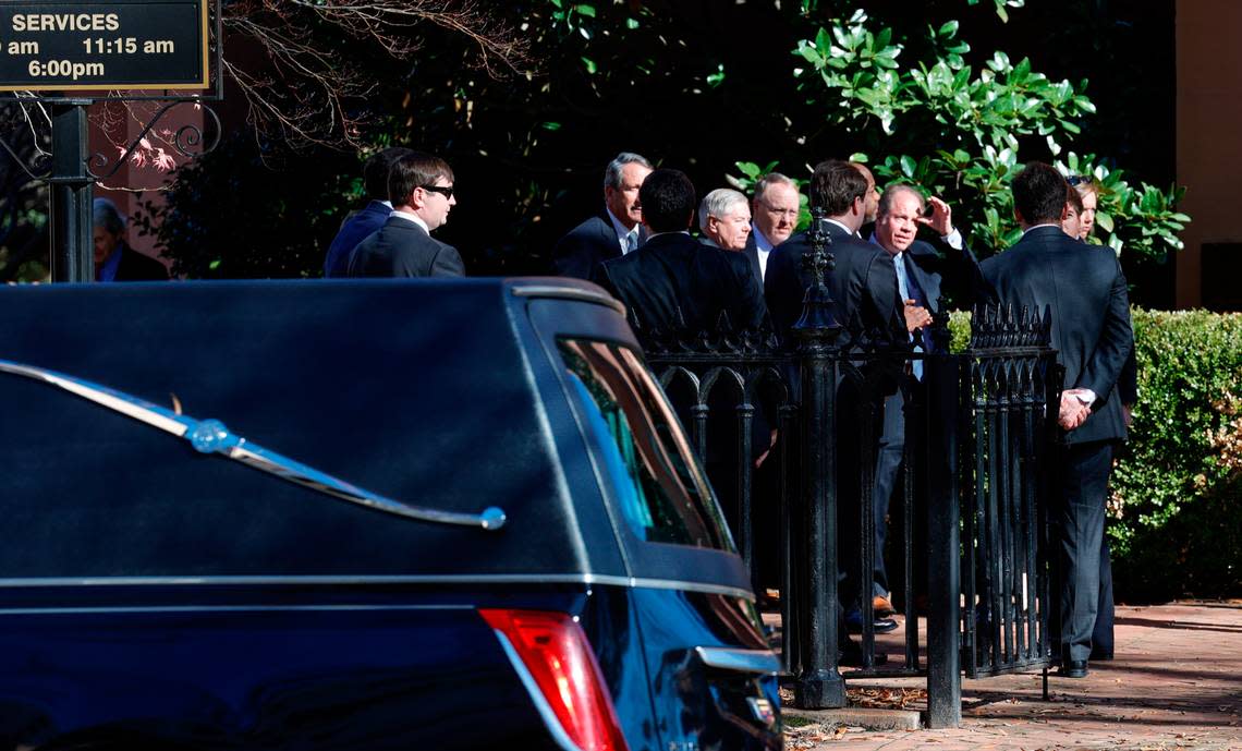 Former Governor Mark Sanford and U.S. Senator Lindsey Graham are among the dignitaries in attendance at the funeral for Joe E. Taylor on Thursday, Jan. 5, 2023.