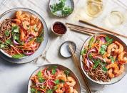 <p><strong>Recipe: <a href="http://www.southernliving.com/recipes/soba-noodle-shrimp-bowls-recipe" rel="nofollow noopener" target="_blank" data-ylk="slk:Soba Noodle-and-Shrimp Bowls;elm:context_link;itc:0;sec:content-canvas" class="link ">Soba Noodle-and-Shrimp Bowls</a></strong></p> <p>Craving Asian takeout? Try this lightened-up recipe at home.</p>