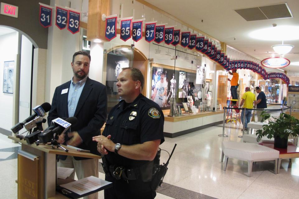 The scene of the robbery at the Roger Maris Museum in Fargo, N.D. (AP Photo/Dave Kolpack