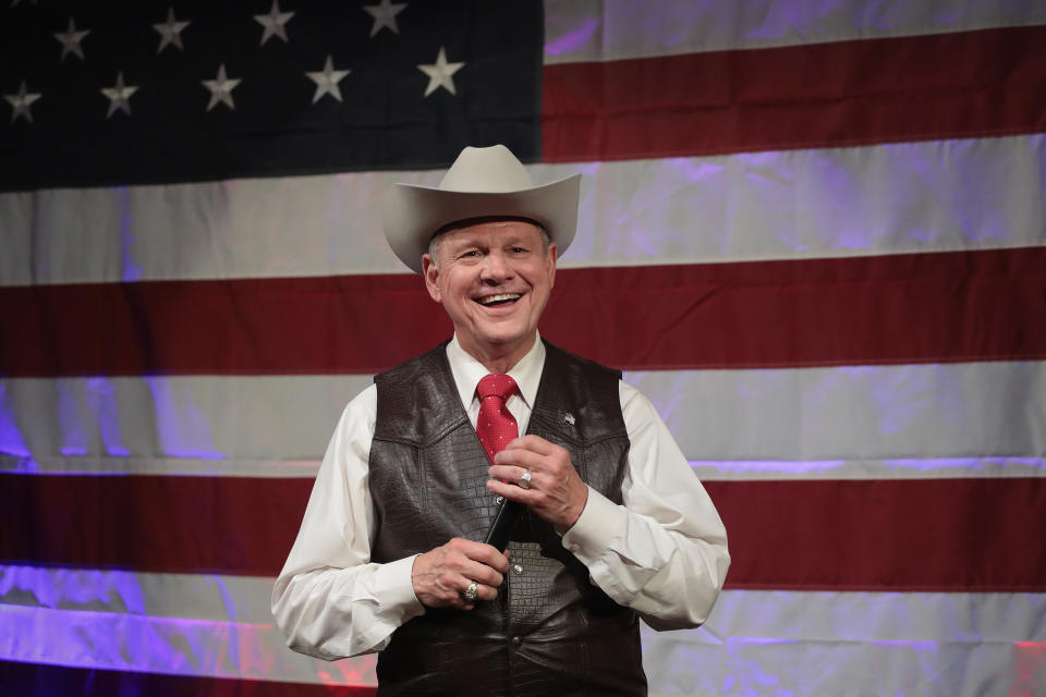 Roy Moore, speaks at a campaign rallyin Fairhope, Alabama on Sept. 25, 2017.