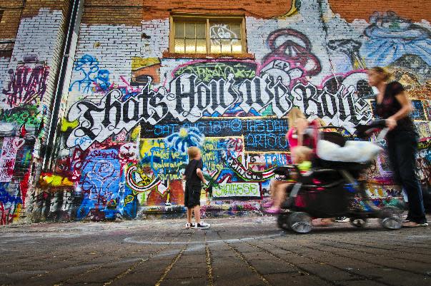 This undated photo provided by the South Dakota Department of Tourism shows Art Alley in downtown Rapid City, South Dakota. The alley between Sixth and Seventh streets near the historic Hotel Alex Johnson is a free showcase for artistic creativity. (AP Photo/www.travelsd.com)