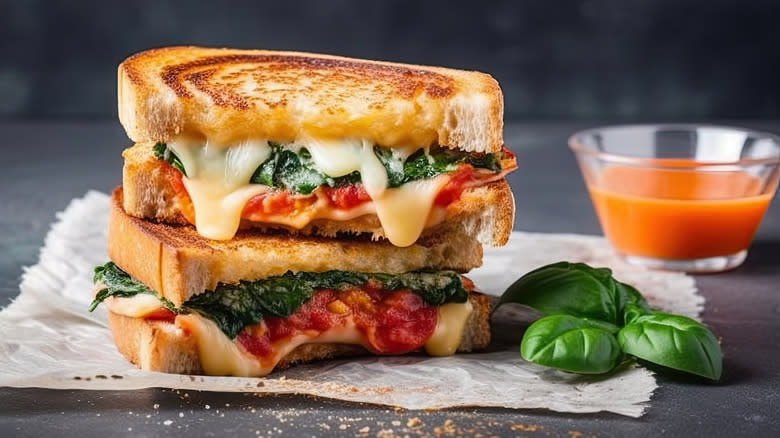 grilled cheese spinach tomato