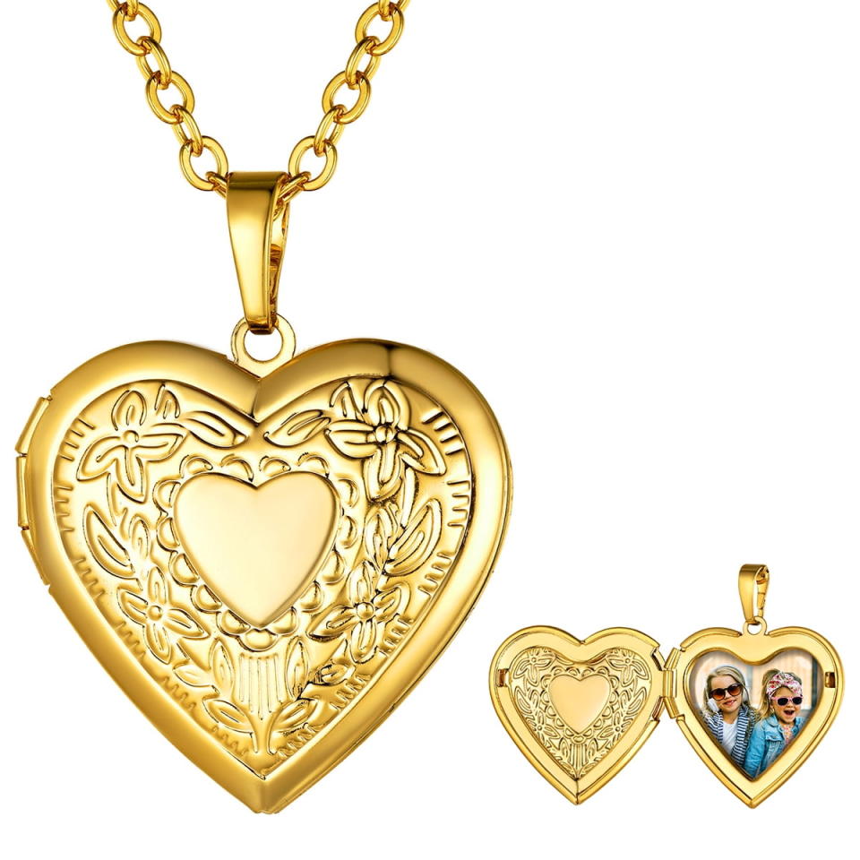 <p><a href="https://go.redirectingat.com?id=74968X1596630&url=https%3A%2F%2Fwww.walmart.com%2Fip%2FU7-Heart-Shaped-Pendant-Photo-Locket-Necklace-Women-Girls-Daughter-Mother-s-Day-Valentine-That-Holds-Pictures-Keep-Someone-Near-You-Gold-Jewelry%2F588870468&sref=https%3A%2F%2Fwww.thepioneerwoman.com%2Ffashion-style%2Fg46298031%2Fvalentines-day-jewelry%2F" rel="nofollow noopener" target="_blank" data-ylk="slk:Shop Now;elm:context_link;itc:0;sec:content-canvas" class="link ">Shop Now</a></p><p>Gold Heart Photo Locket </p><p>walmart.com</p><p>$27.96</p><span class="copyright">Walmart</span>