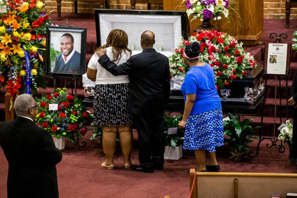 Mourners attended a public viewing before the funeral of Botham Shem Jean at the Greenville Avenue Church of Christ, September 13. (AP/Shaban Athuman)