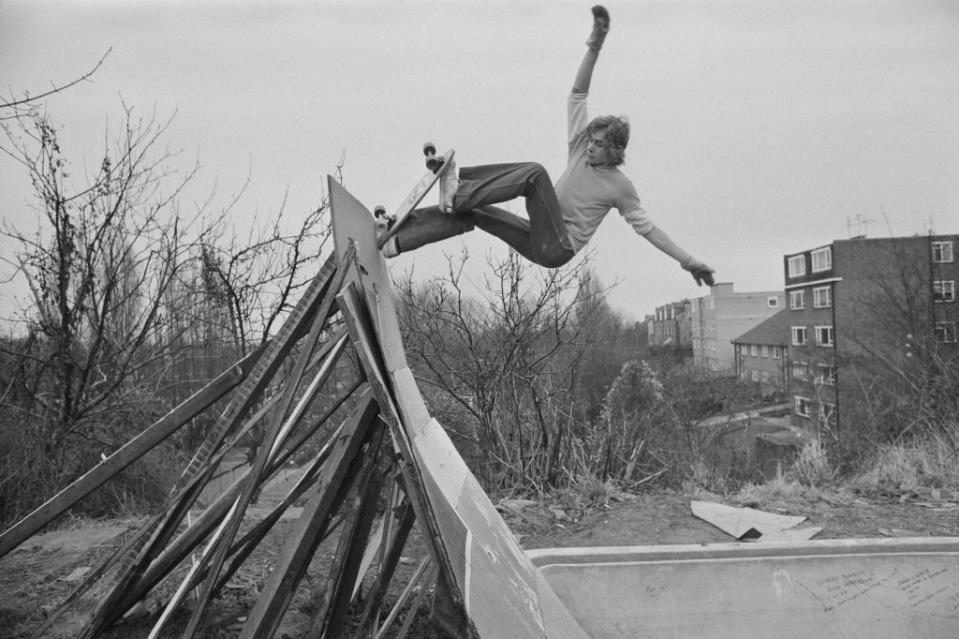 skater practicing on a diy ramp