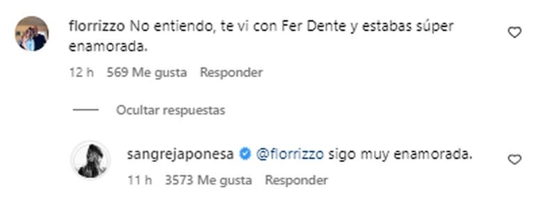 "Sigo muy enamorada" la respuesta de la China Suárez a una seguidora tras confirmar la separación de Rusherking