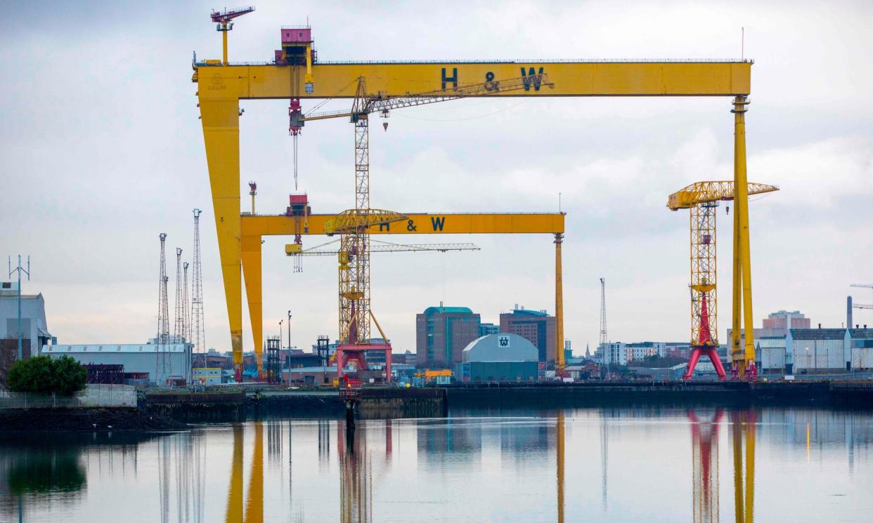 <span>Harland & Wolff is part of a consortium on a £1.6bn contract to build three naval fleet solid support ships to supply the Royal Navy’s aircraft carriers.</span><span>Photograph: Paul Faith/AFP/Getty Images</span>