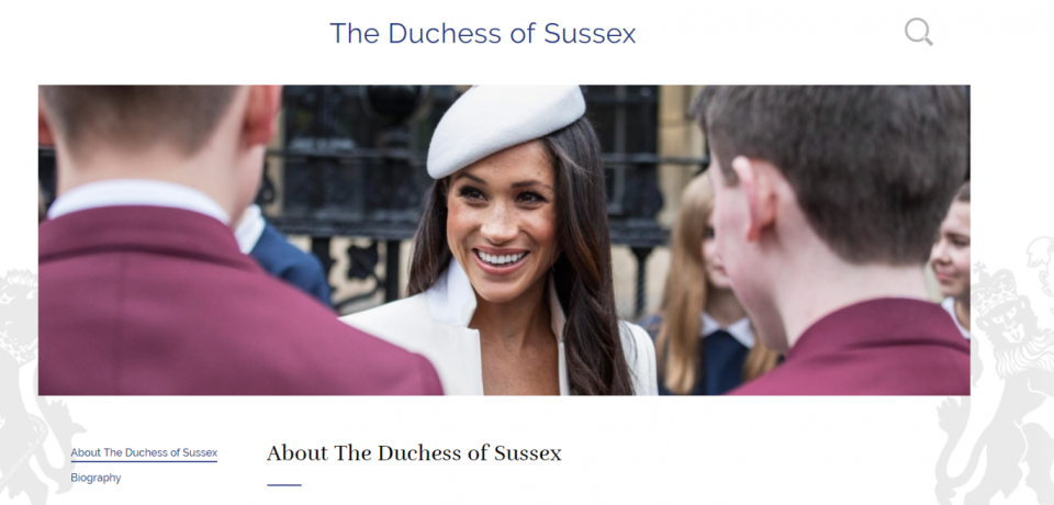 Meghan has a web page on the Royals official website